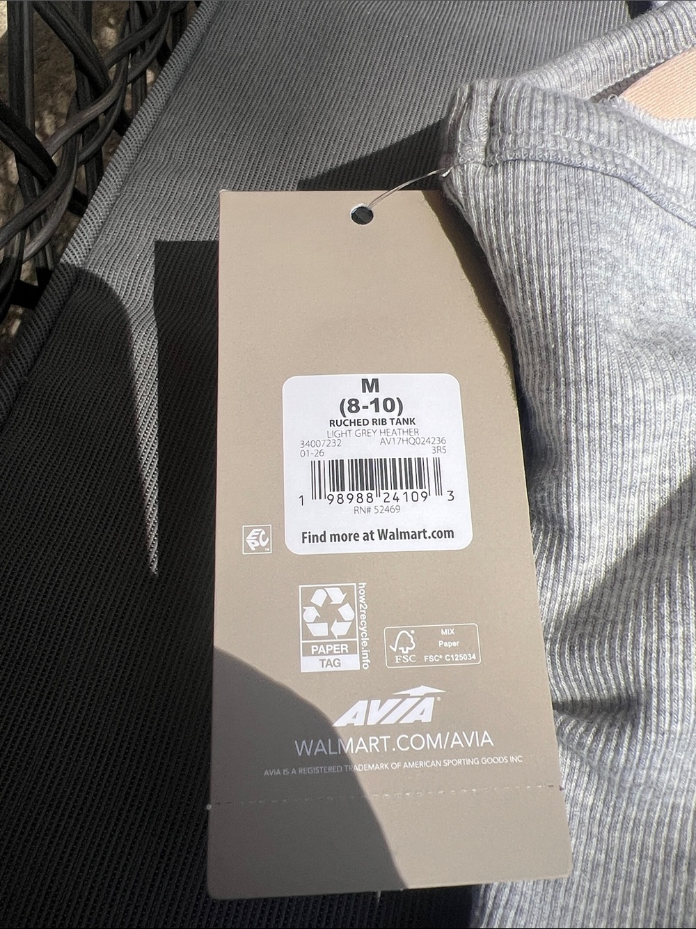 Avia Light Gray Ribbed Racerback Tank - Picture 3 of 5